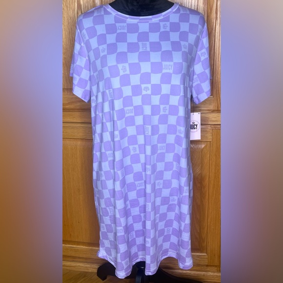 JUICY by JUICY COUTURE Lilac JC Check Sleepwear Night Gown‎ Sleep Shirt Size XL - Picture 1 of 8